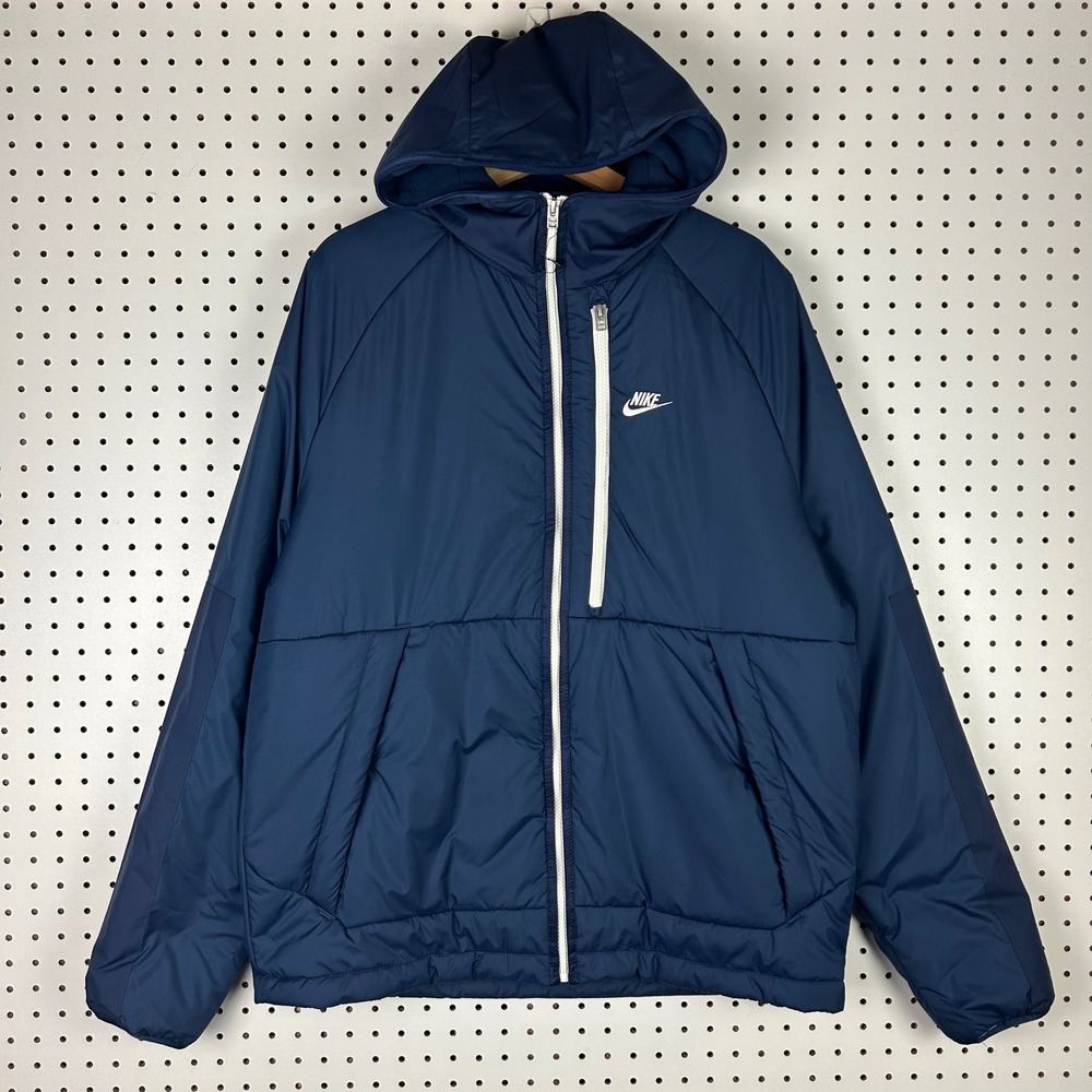 Nike Therma-FIT Men Large Tall Blue Full Zip‎ Hooded Insulated Jacket DD6857-410